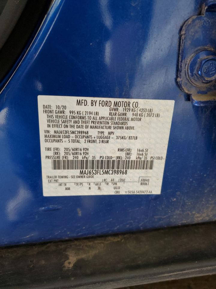 2021 Ford Ecosport S VIN: MAJ6S3FL5MC398968 Lot: 71175665