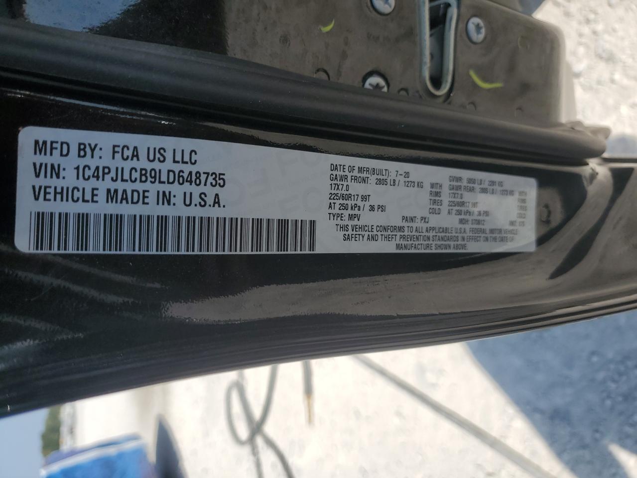 2020 Jeep Cherokee Latitude VIN: 1C4PJLCB9LD648735 Lot: 81312325