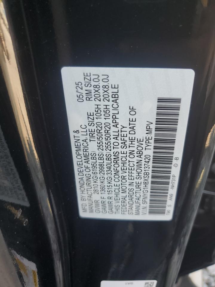 2025 Honda Pilot Elite VIN: 5FNYG1H8XSB137420 Lot: 71264585