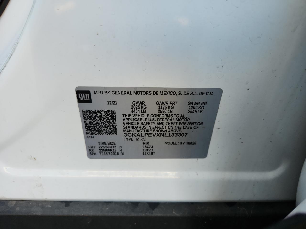 2022 GMC Terrain Slt VIN: 3GKALPEVXNL133307 Lot: 71214055