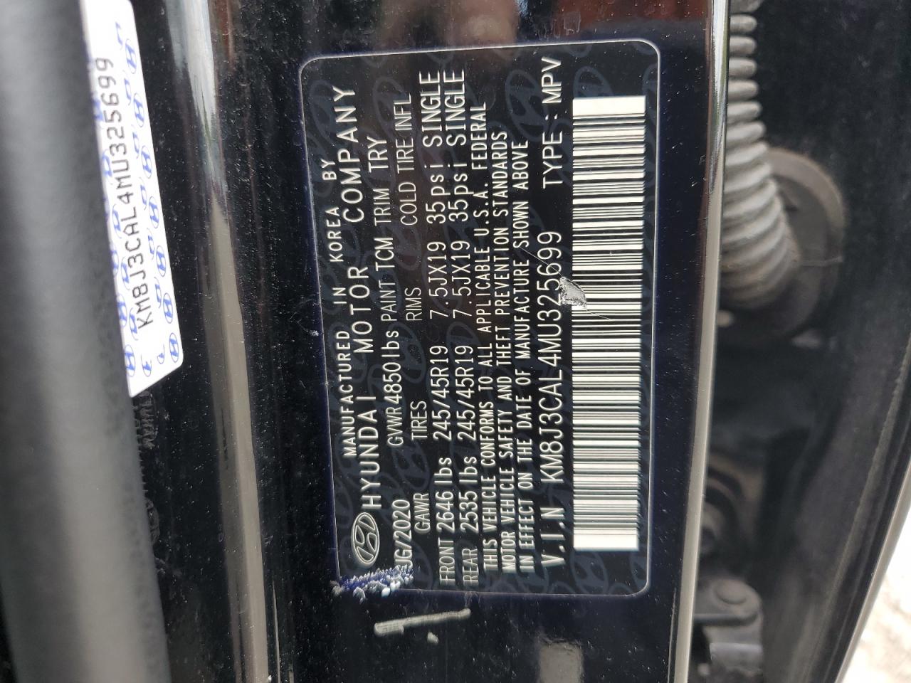 2021 Hyundai Tucson Limited VIN: KM8J3CAL4MU325699 Lot: 81825415