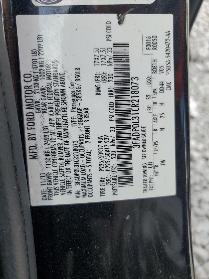 2012 Ford Fusion Hybrid VIN: 3FADP0L31CR218073 Lot: 80295175