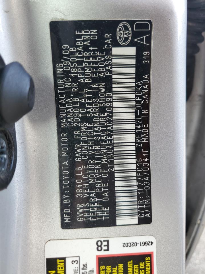 2010 Toyota Corolla Base VIN: 2T1BU4EE7AC270990 Lot: 83765515