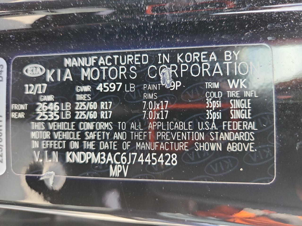 2018 Kia Sportage Lx VIN: KNDPM3AC6J7445428 Lot: 71147835