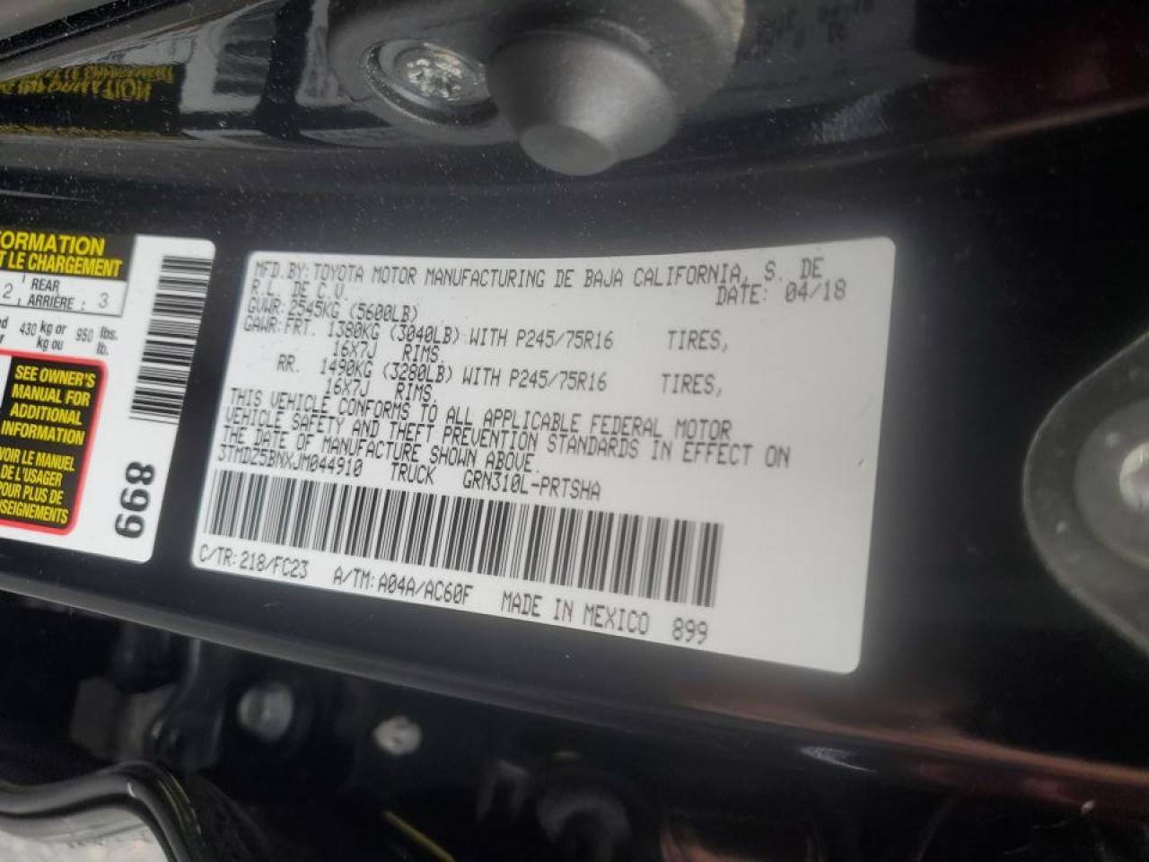 2018 Toyota Tacoma Double Cab VIN: 3TMDZ5BNXJM044910 Lot: 80719065