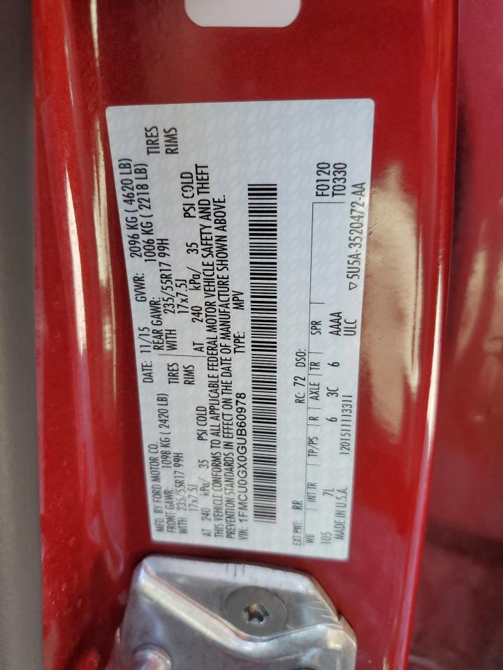 2016 Ford Escape Se VIN: 1FMCU0GX0GUB60978 Lot: 81614635