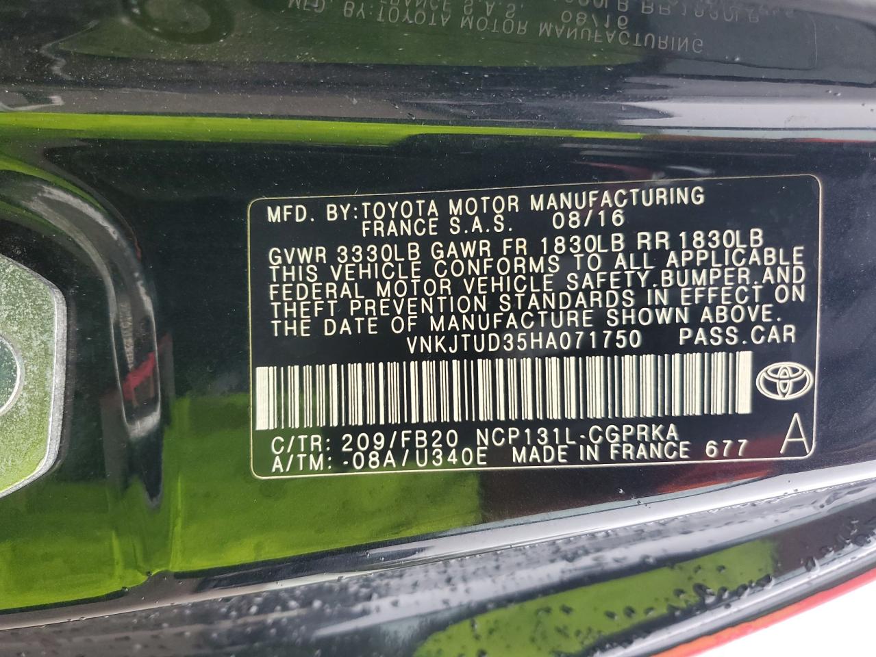 2017 Toyota Yaris L VIN: VNKJTUD35HA071750 Lot: 81049695