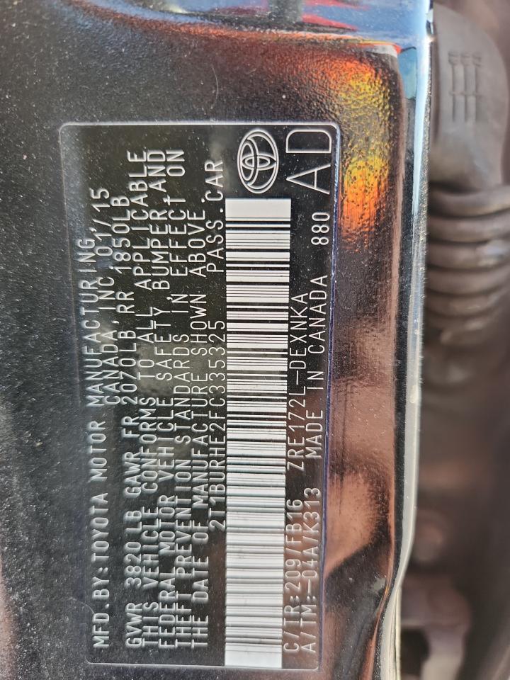 2015 Toyota Corolla L VIN: 2T1BURHE2FC335325 Lot: 84177105