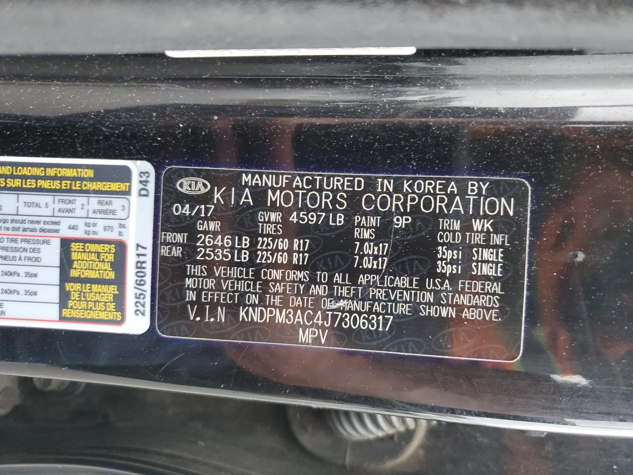 2018 Kia Sportage Lx VIN: KNDPM3AC4J7306317 Lot: 84191945