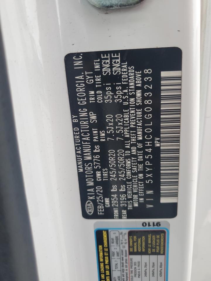 2020 Kia Telluride Sx VIN: 5XYP54HC0LG083238 Lot: 83850645