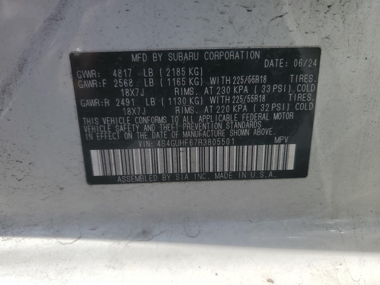 2024 Subaru Crosstrek Sport VIN: 4S4GUHF67R3805501 Lot: 84456885