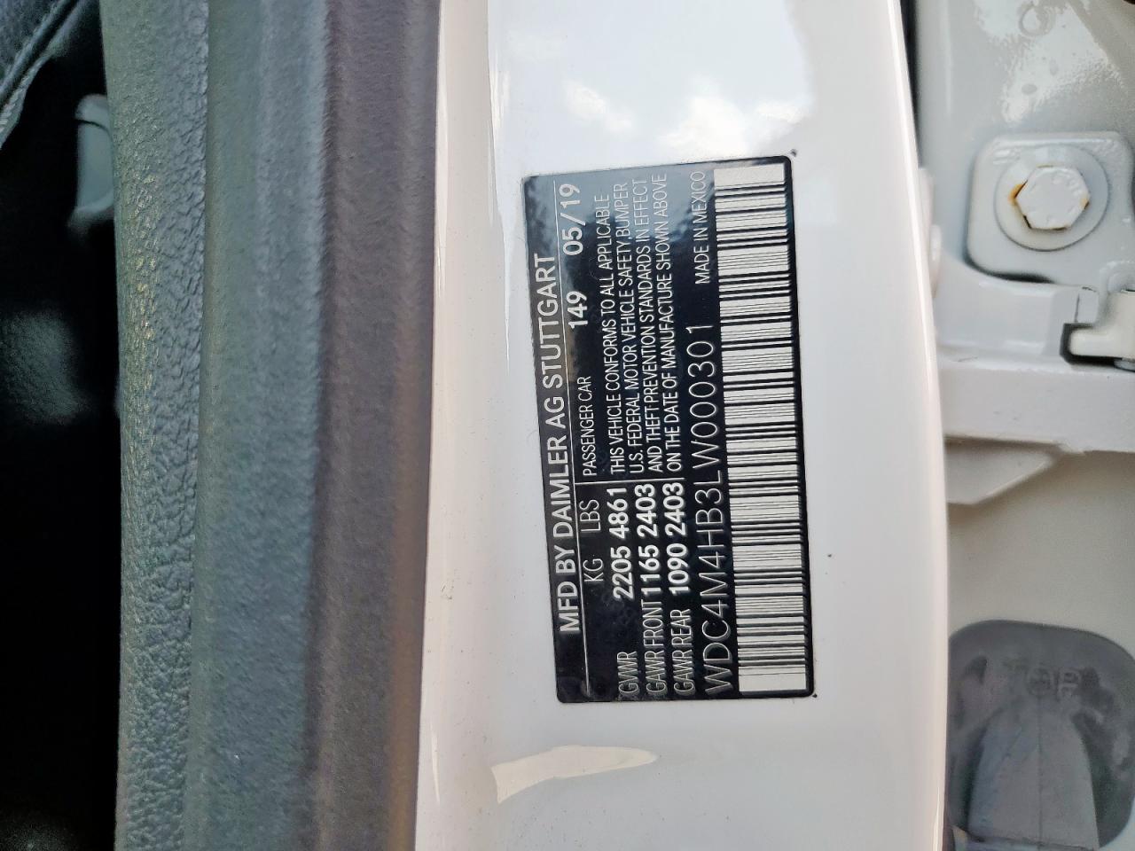 2020 Mercedes-Benz Glb 250 4Matic VIN: WDC4M4HB3LW000301 Lot: 80703075