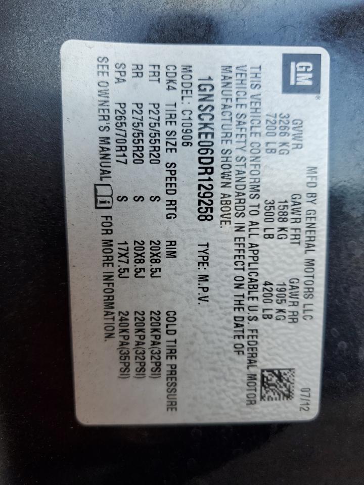 2013 Chevrolet Suburban C1500 Ltz VIN: 1GNSCKE06DR129258 Lot: 80846625