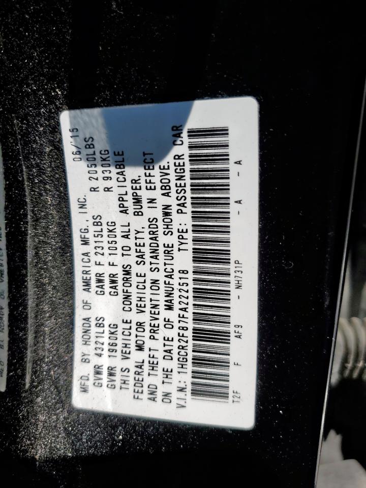 2015 Honda Accord Exl VIN: 1HGCR2F87FA222518 Lot: 71638545
