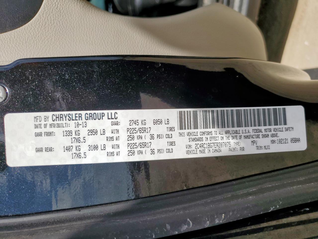 2014 Chrysler Town & Country Touring VIN: 2C4RC1BG7ER207075 Lot: 84248935