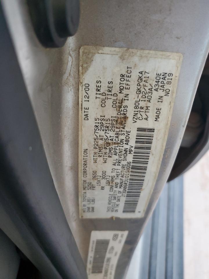 2001 Toyota 4Runner Sr5 VIN: JT3GN86R310199006 Lot: 80181695