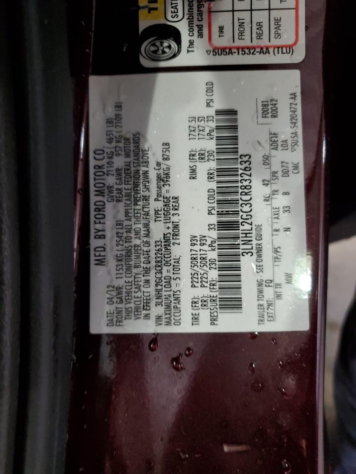 2012 Lincoln Mkz VIN: 3LNHL2GC3CR832633 Lot: 83936055