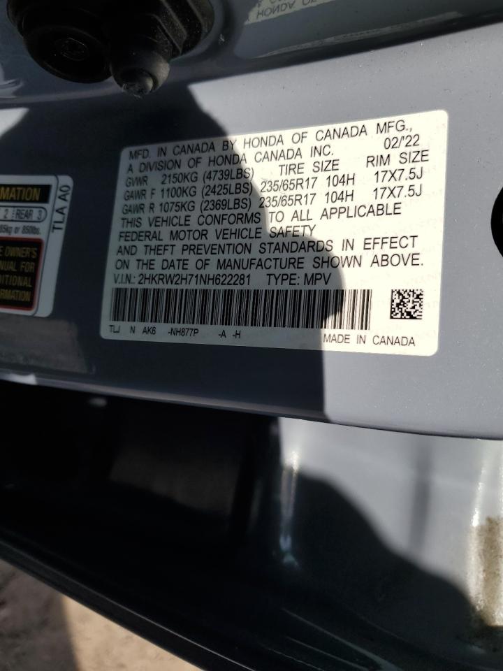 2022 Honda Cr-V Sport Touring VIN: 5J6RS6H91TL000481 Lot: 72016565