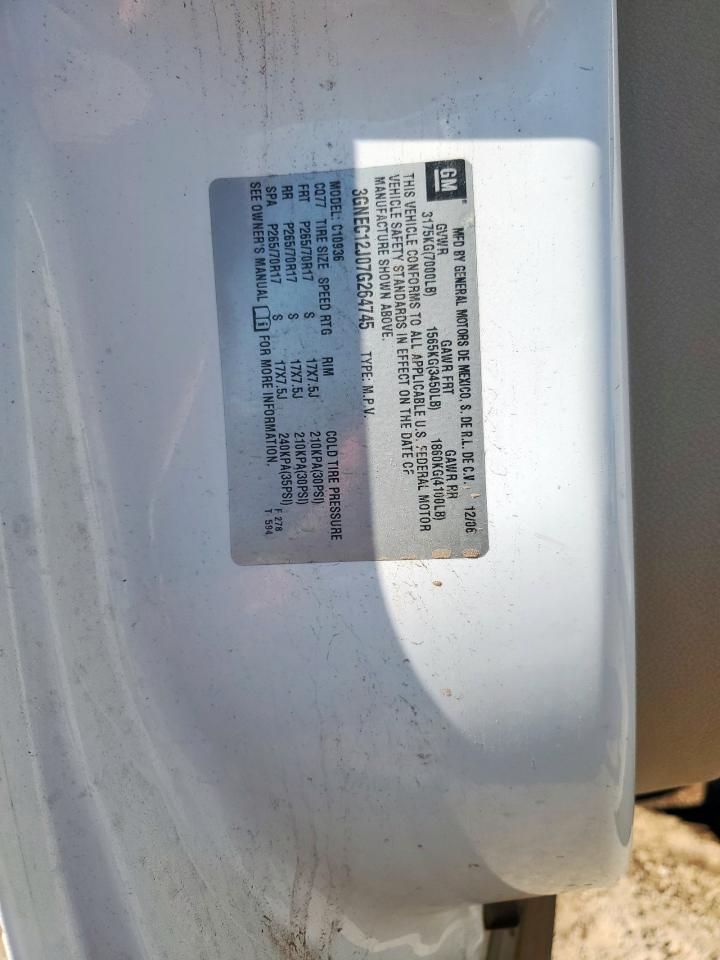 2007 Chevrolet Avalanche C1500 VIN: 3GNEC12J07G264745 Lot: 80141095