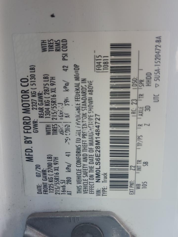 2021 Ford Transit Connect Xl VIN: NM0LS6E28M1484727 Lot: 80681075