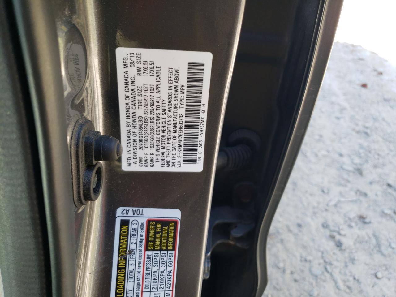 2014 Honda Cr-V Exl VIN: 2HKRM4H76EH600732 Lot: 81896345