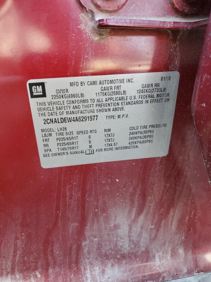 2010 Chevrolet Equinox Lt VIN: 2CNALDEW4A6291977 Lot: 81846955