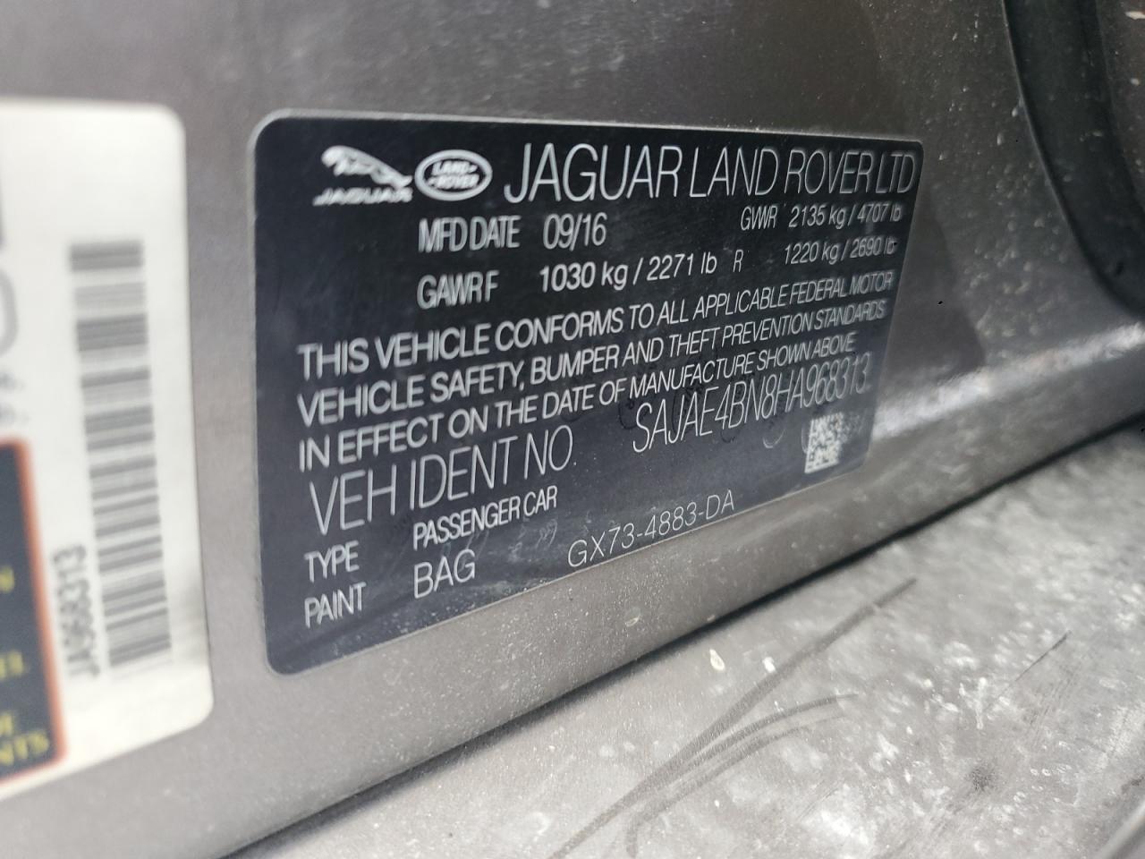 2017 Jaguar Xe Prestige VIN: SAJAE4BN8HA968313 Lot: 81344055