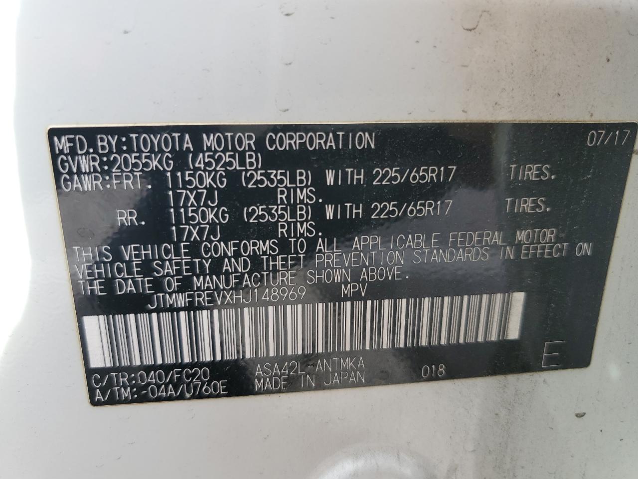 2017 Toyota Rav4 Xle VIN: JTMWFREVXHJ148969 Lot: 81304175