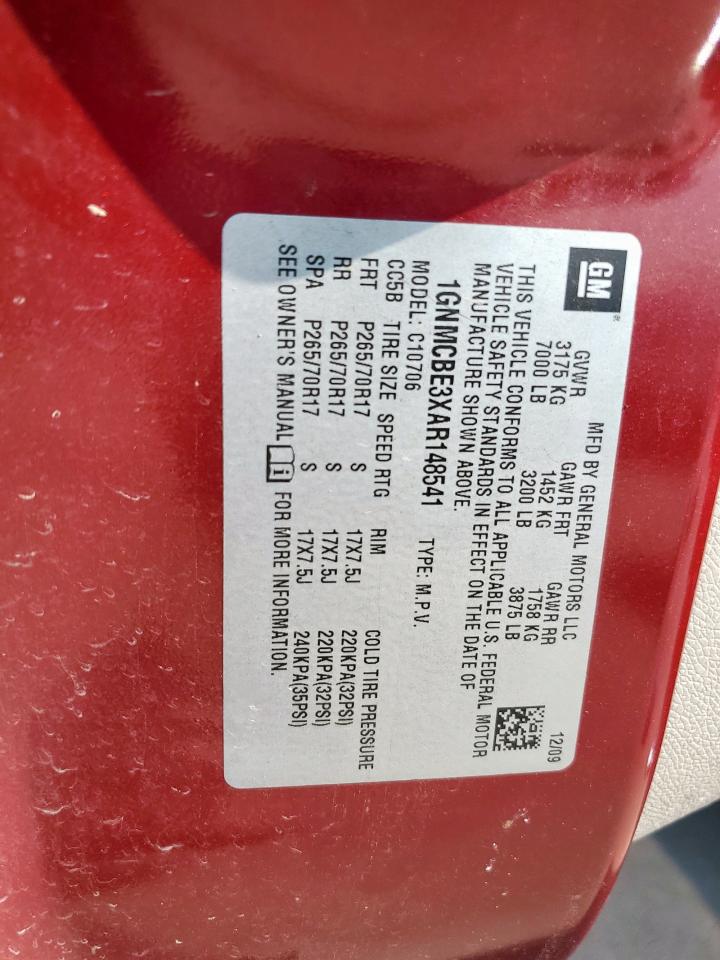 2010 Chevrolet Tahoe C1500 Lt VIN: 1GNMCBE3XAR148541 Lot: 81045395