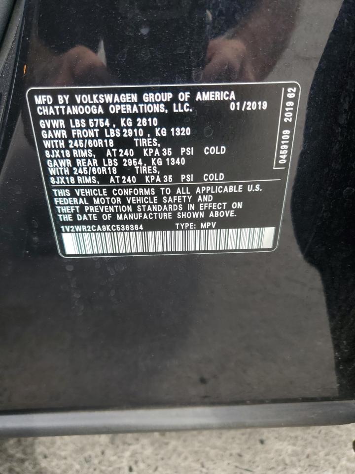 2019 Volkswagen Atlas Se VIN: 1V2WR2CA9KC536364 Lot: 81165355