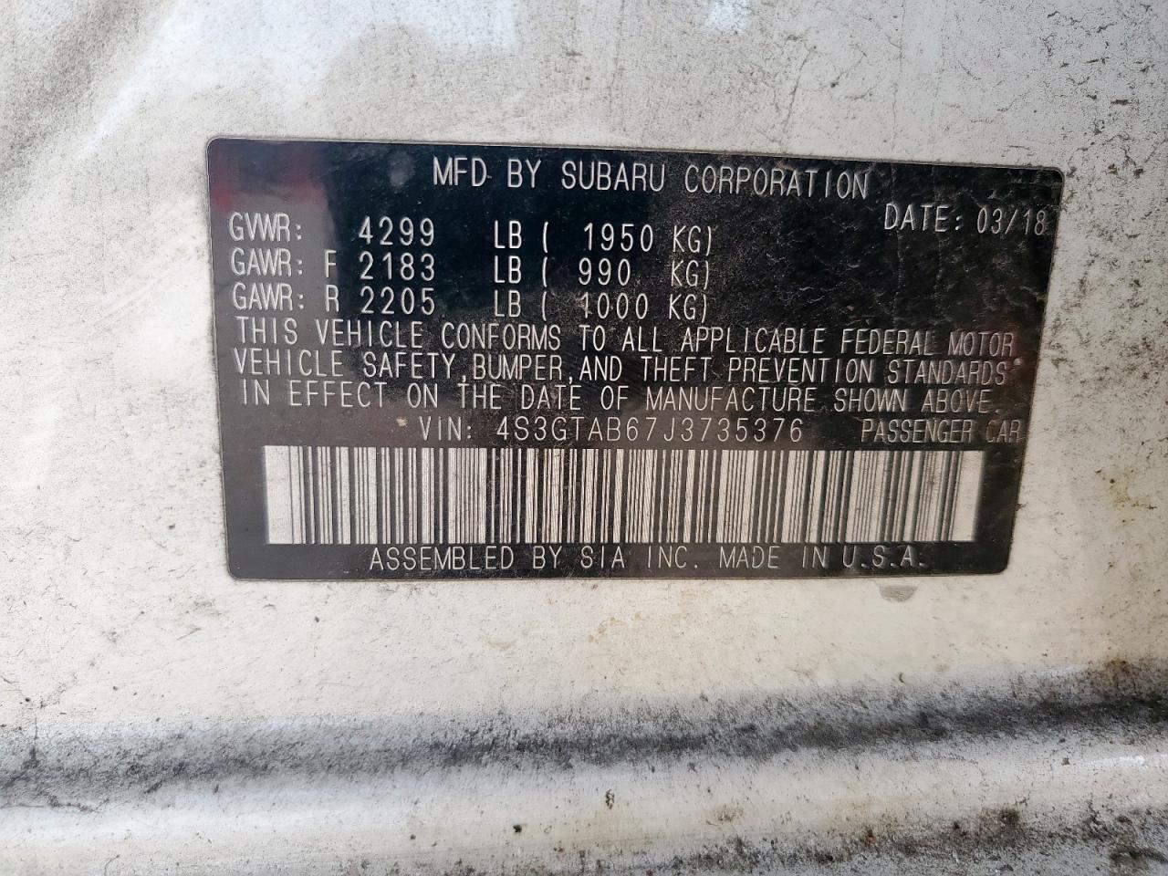 2018 Subaru Impreza Premium VIN: 4S3GTAB67J3735376 Lot: 81866355