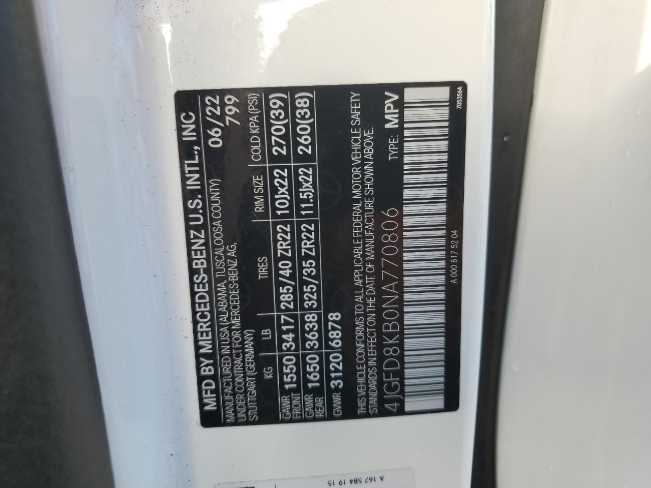 2022 Mercedes-Benz Gle Coupe 63 S 4Matic Amg VIN: 4JGFD8KB0NA770806 Lot: 80080645