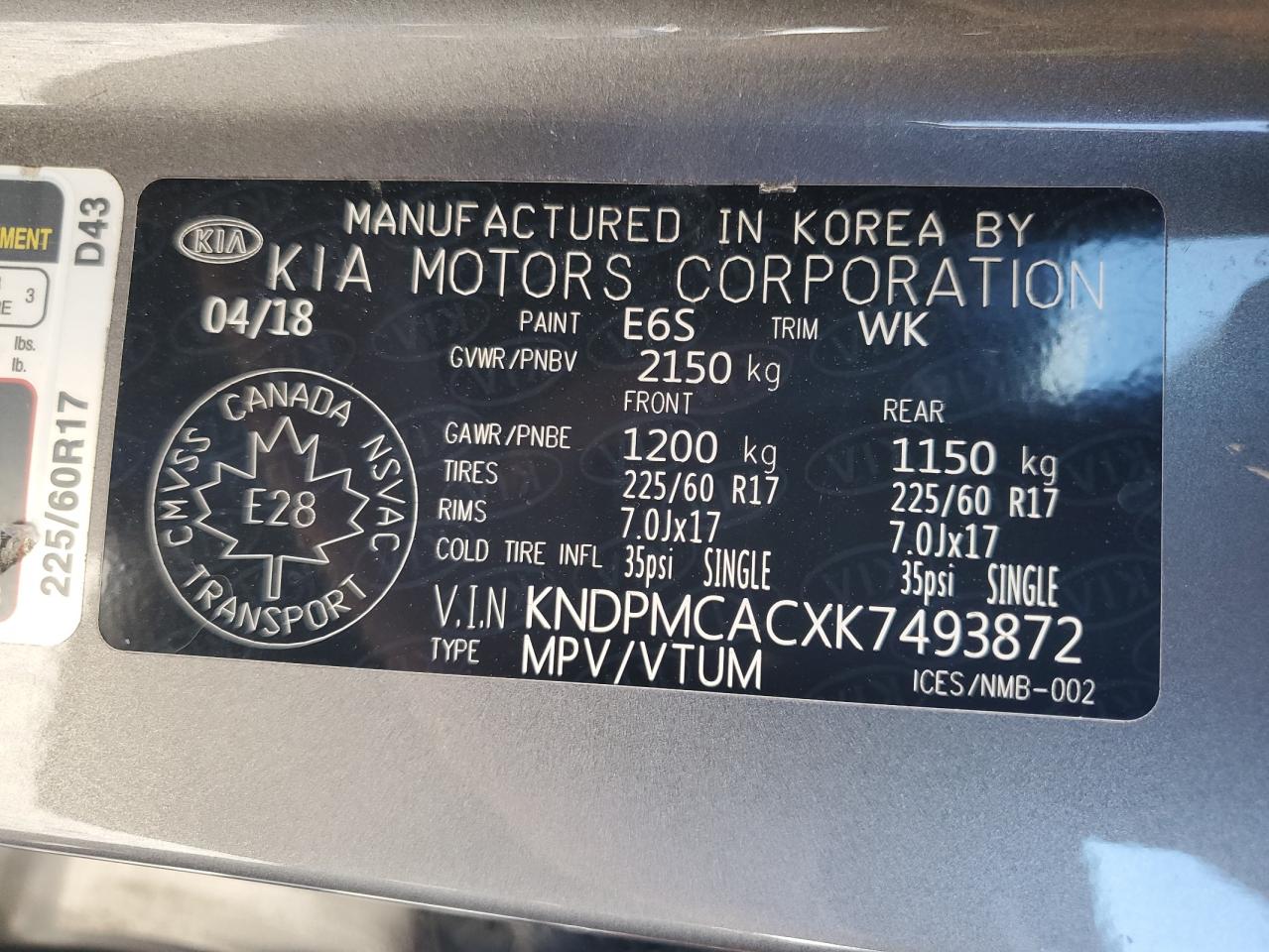 2019 Kia Sportage Lx VIN: KNDPMCACXK7493872 Lot: 83791175