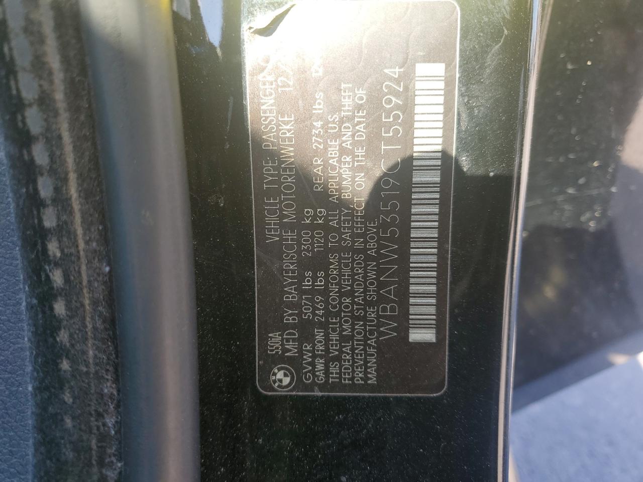 2009 BMW 550 I VIN: WBANW53519CT55924 Lot: 83987165