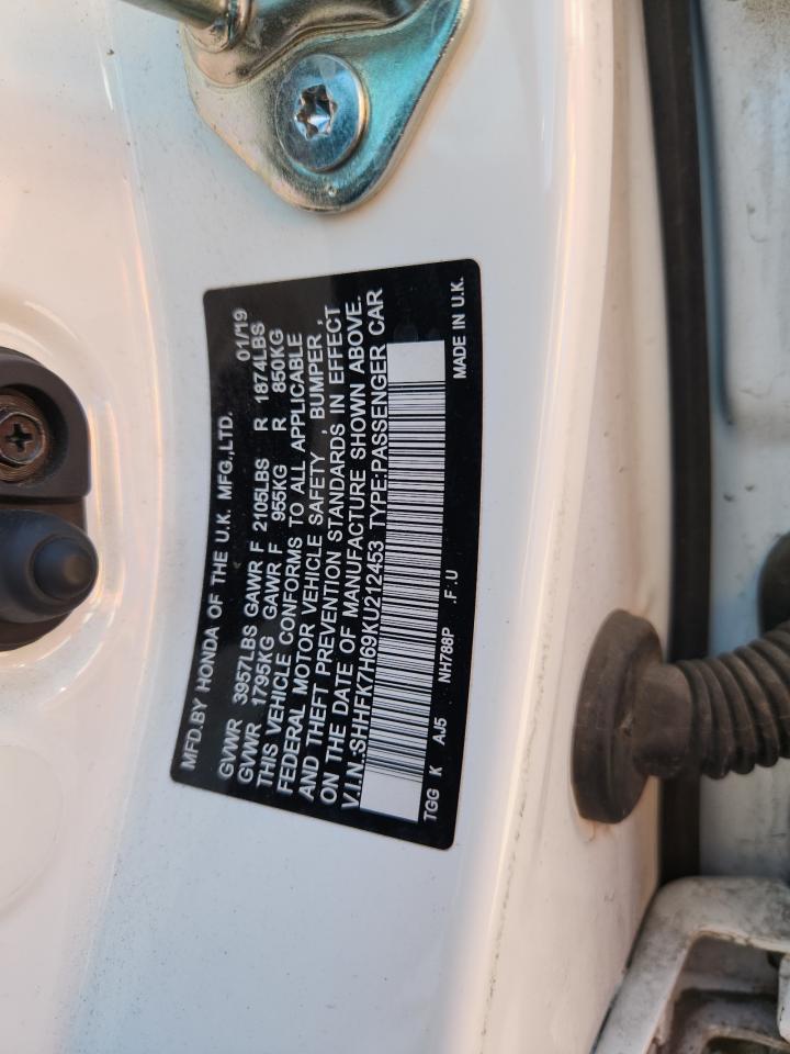 2019 Honda Civic Ex VIN: SHHFK7H69KU212453 Lot: 81707095