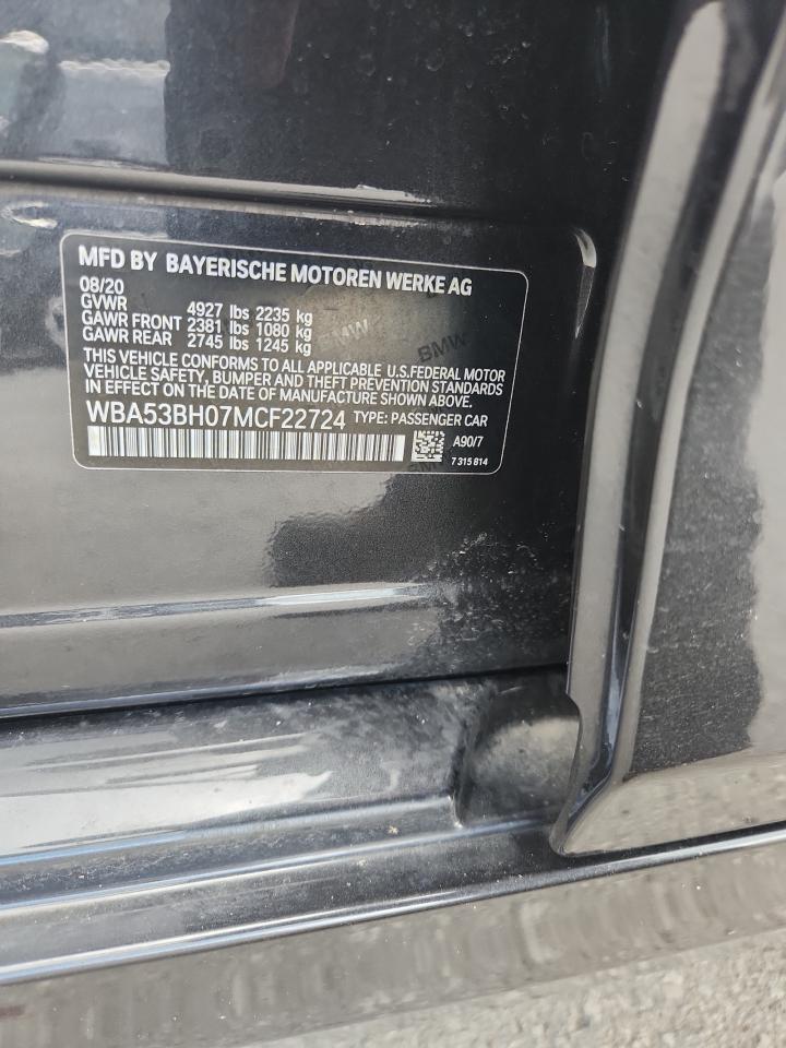 2021 BMW 530 I VIN: WBA53BH07MCF22724 Lot: 84375635