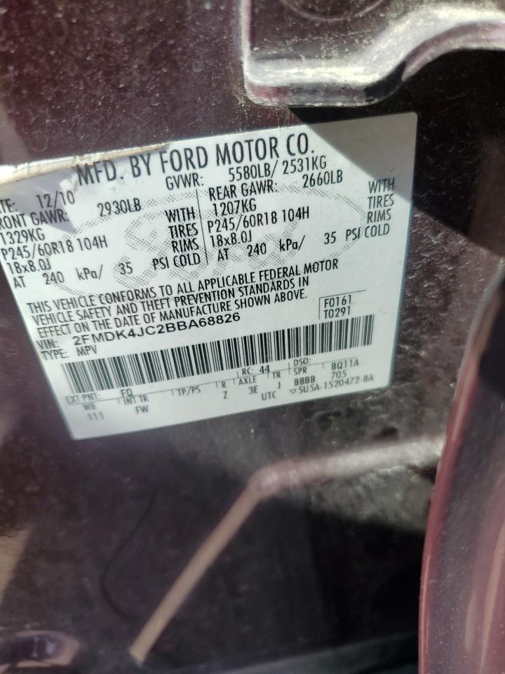 2011 Ford Edge Sel VIN: 2FMDK4JC2BBA68826 Lot: 84739775