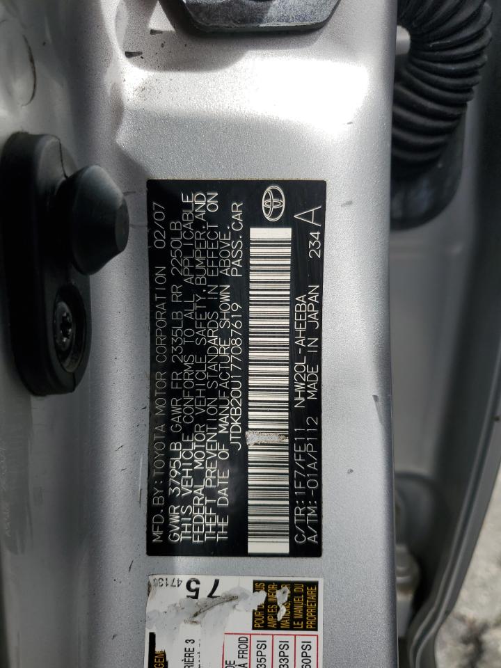 2007 Toyota Prius VIN: JTDKB20U177087619 Lot: 71959435