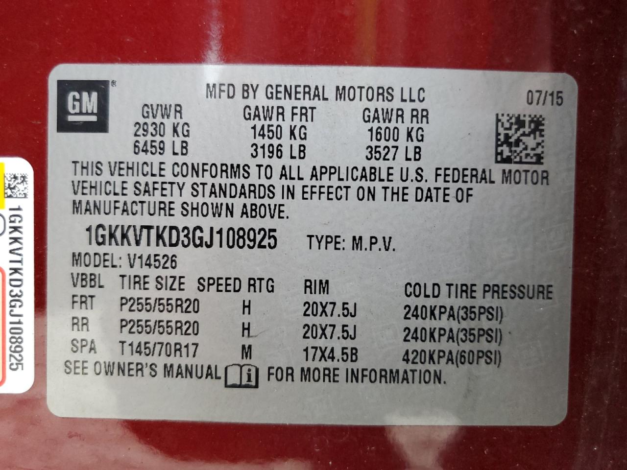 2016 GMC Acadia Denali VIN: 1GKKVTKD3GJ108925 Lot: 81864875