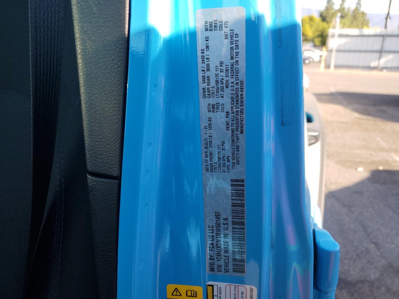 2021 Jeep Wrangler Unlimited Sport VIN: 1C4HJXDN1MW601497 Lot: 70405575