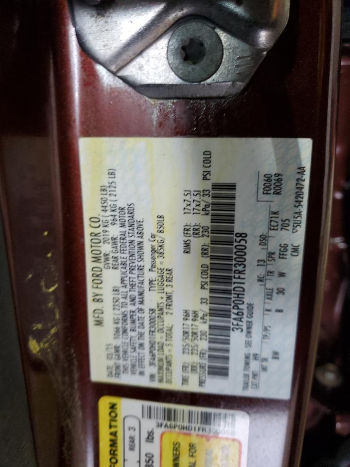 2015 Ford Fusion Se VIN: 3FA6P0HD1FR300058 Lot: 82031675