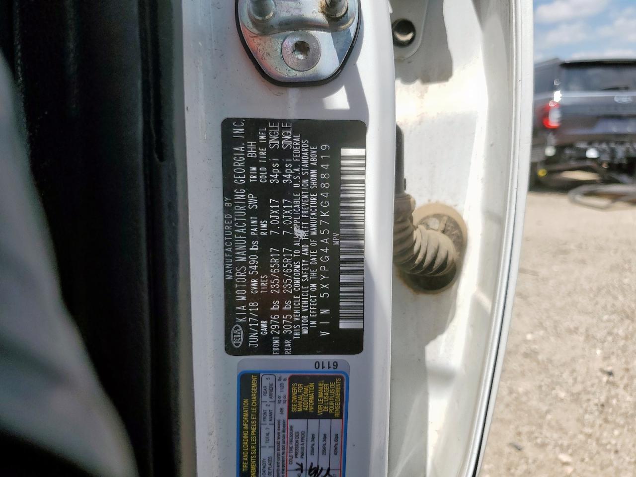 2019 Kia Sorento Lx VIN: 5XYPG4A57KG488419 Lot: 71718995