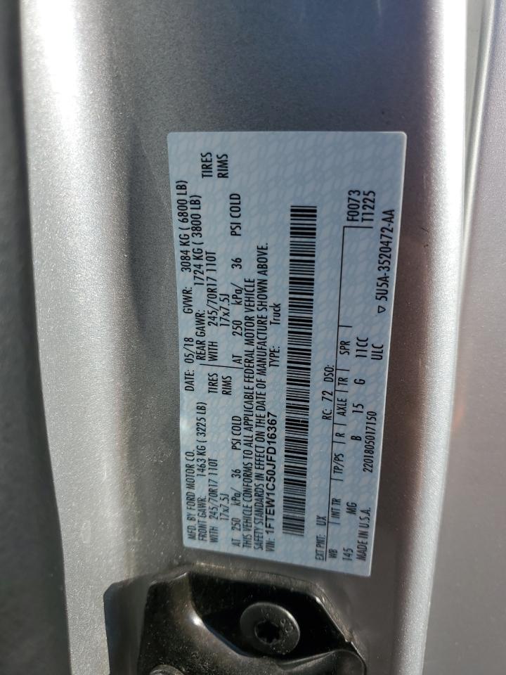 2018 Ford F150 Supercrew VIN: 1FTEW1C50JFD16367 Lot: 71050335