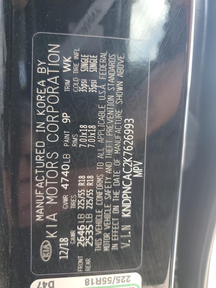 2019 Kia Sportage Ex VIN: KNDPNCAC2K7626993 Lot: 72051205