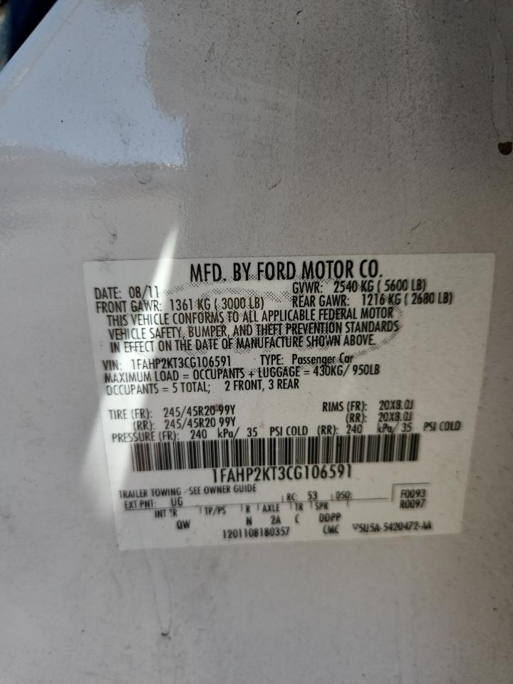 2012 Ford Taurus Sho VIN: 1FAHP2KT3CG106591 Lot: 80332025