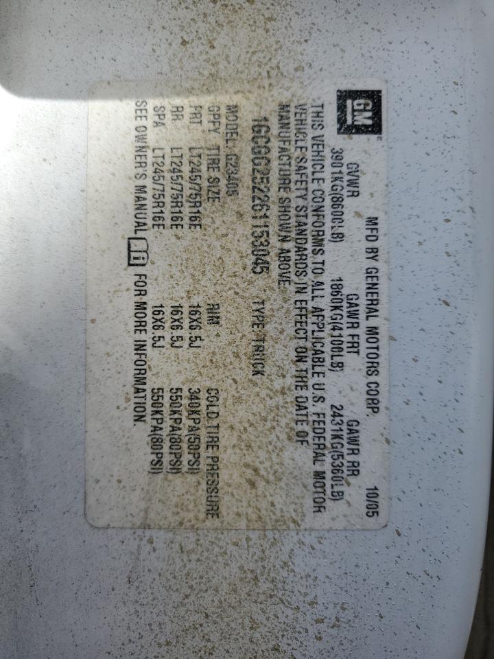 2006 Chevrolet Express G2500 VIN: 1GCGG252261153045 Lot: 71731245