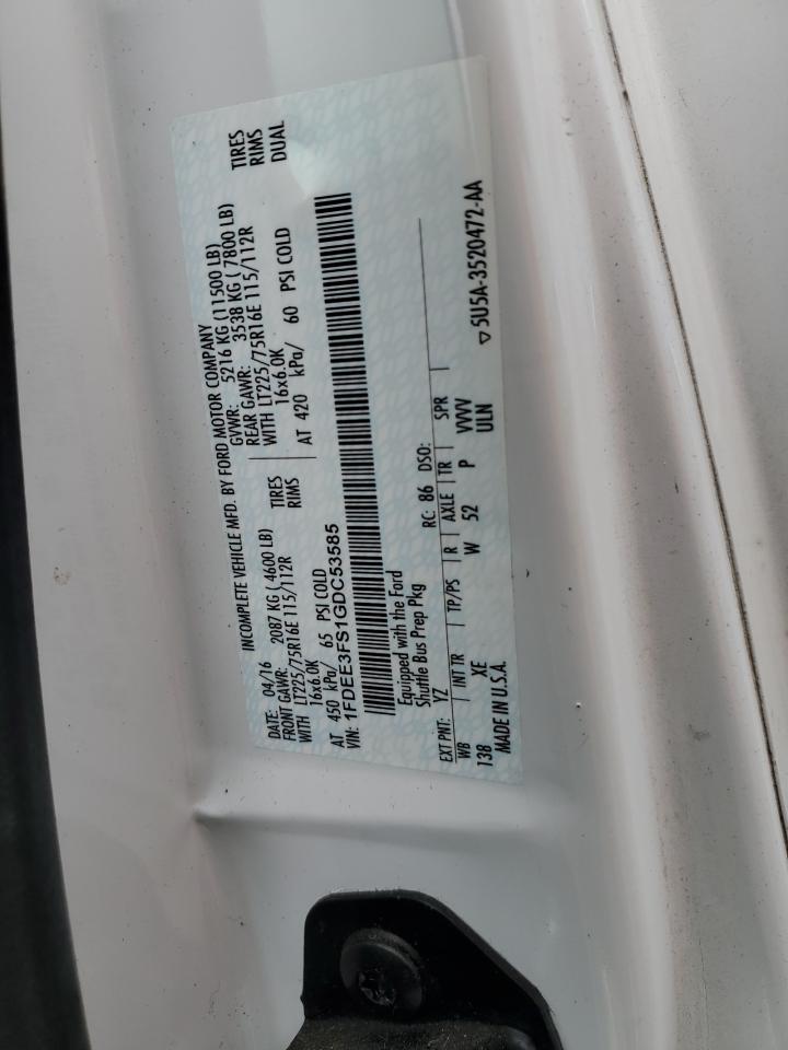 2016 Ford Econoline Van E-350 VIN: 1FDEE3FS1GDC53585 Lot: 71219995