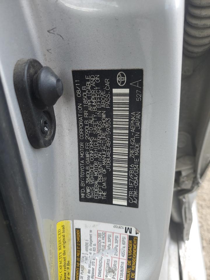 2011 Toyota Corolla Base VIN: JTDBU4EE4B9159353 Lot: 71667565