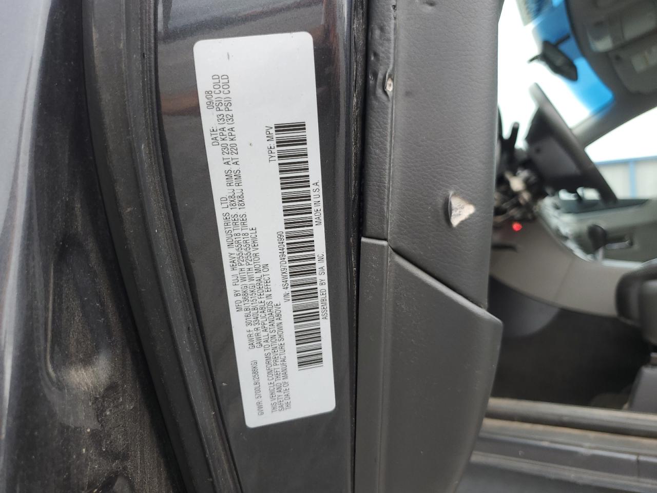 2009 Subaru Tribeca Limited VIN: 4S4WX97D494404990 Lot: 83994585