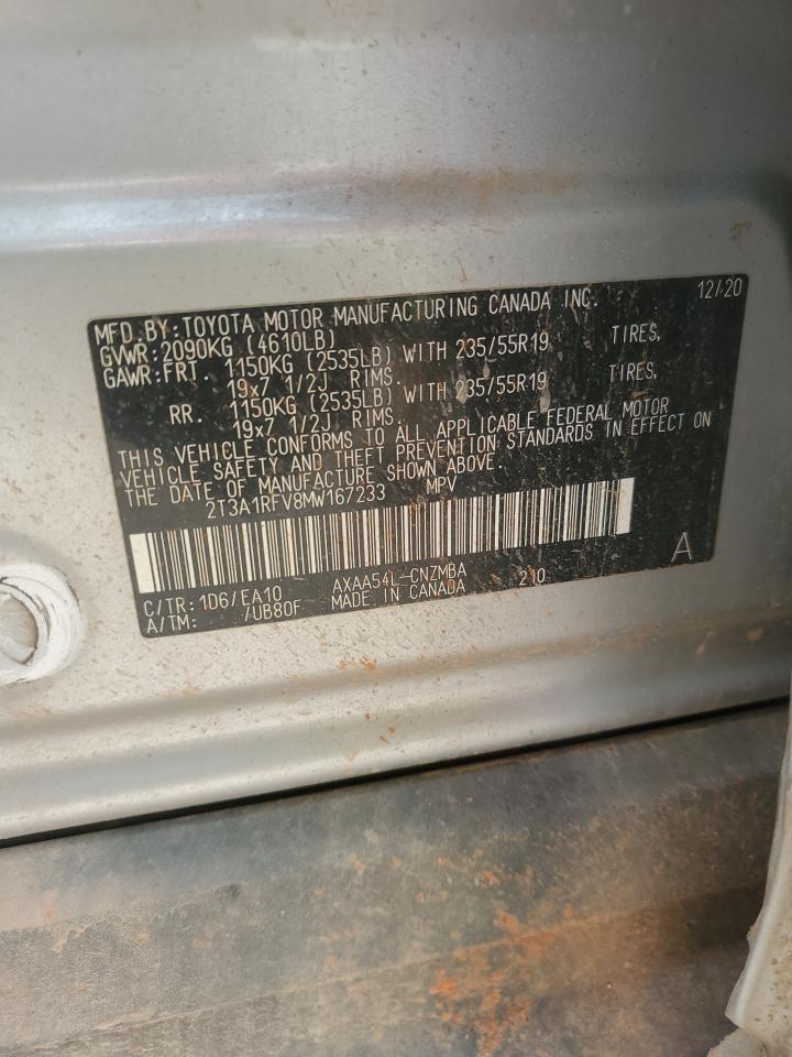 2021 Toyota Rav4 Xle Premium VIN: 2T3A1RFV8MW167233 Lot: 72099525